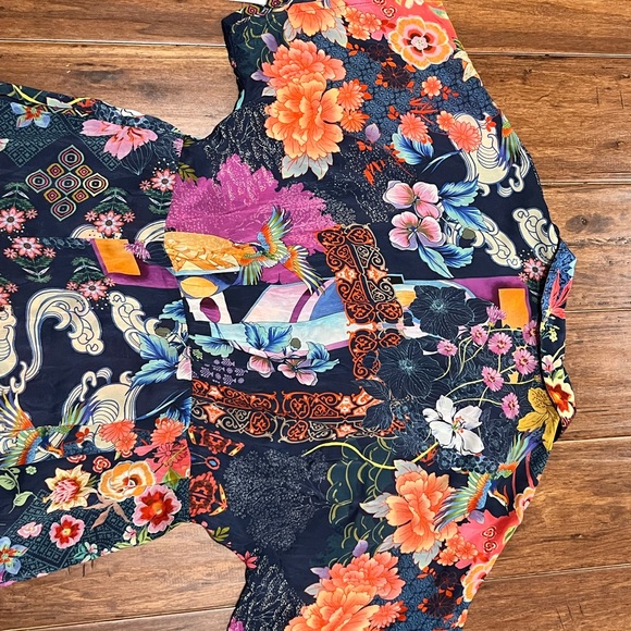 Johnny Was Maxi Floral Dress Button Front Blue Asian Print Small NWOT $328- - Picture 12 of 15